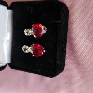 SOLD .... Garnet an diamond earrings